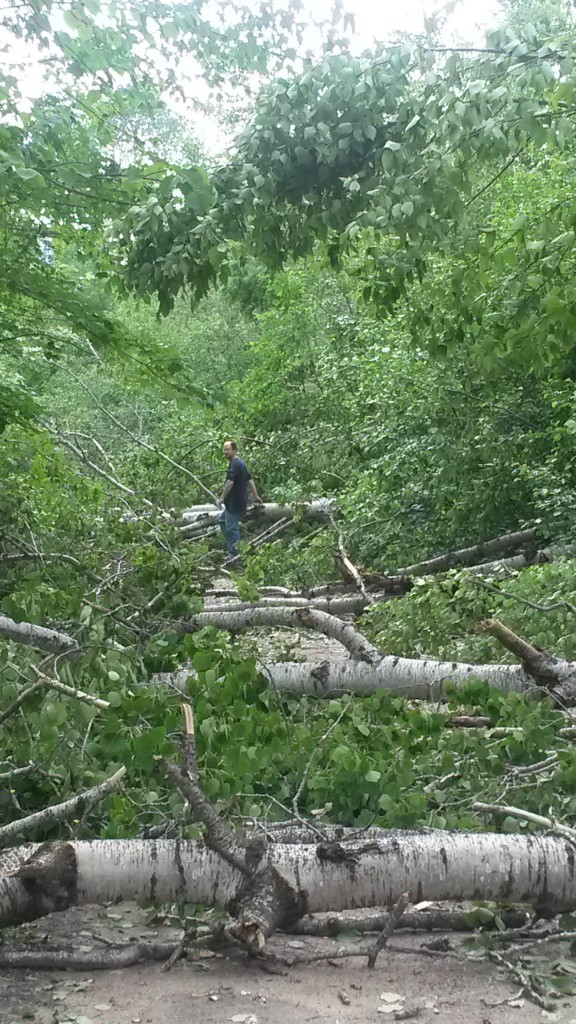 This photo was taken by the folks at Oxbow where they finally had their power restored on Monday. They tried to go fishing at 94 pool but as you can see, the road was impassible following Arthur.